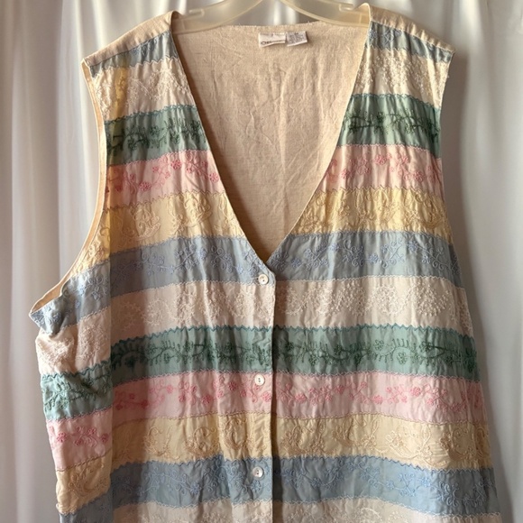 Women's Cherokee Pastel Emgroidered Vest - 3XL - Cotton/Linen Bled - Picture 1 of 9